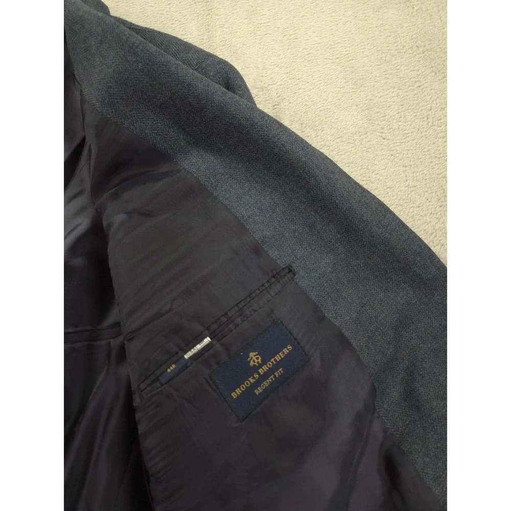 Brooks Brothers Blazer 44R Regent Fit Herringbone‎ Wool Mens Blue